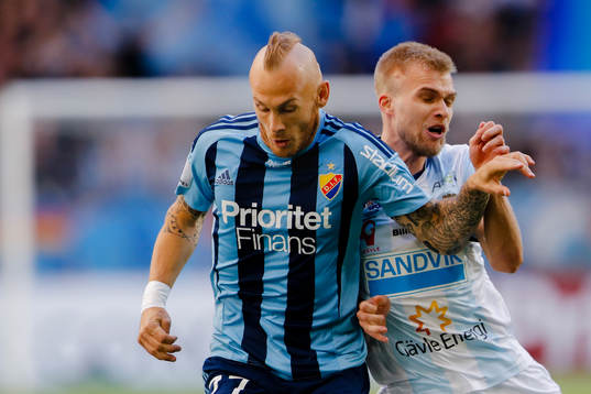 Djurgårdens Magnus Eriksson och Gefles Robin Nilsson