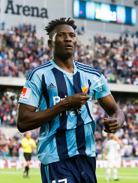 Djurgårdens Michael Olunga jublar