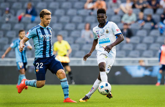 Djurgårdens Jesper Karlström och Gefles Kwame Bonsu