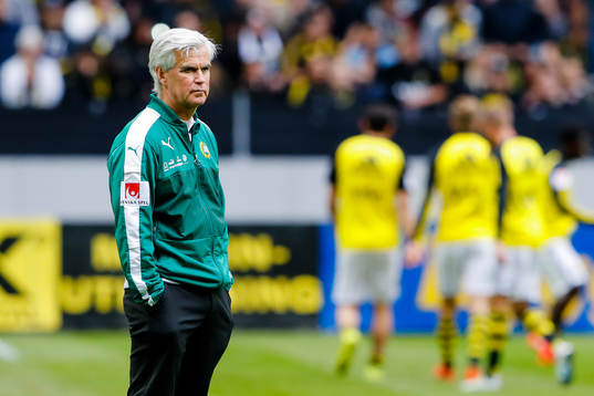 Hammarbys tränare Nanne Bergstrand före fotbollsmatchen i