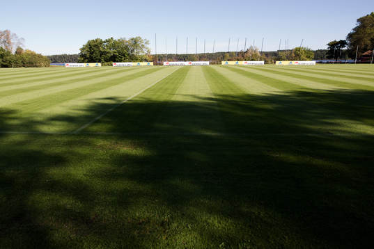 Översiktsbild över fotbollsplanen på Bosön före en