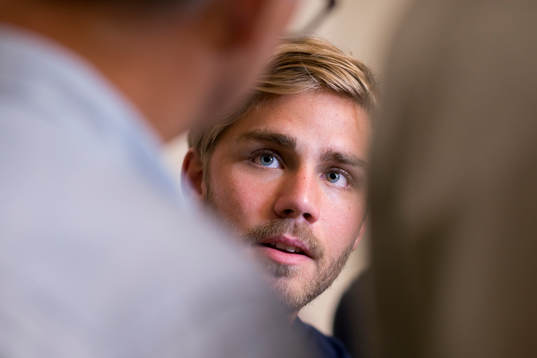 Christoffer Nyman i mixed zone