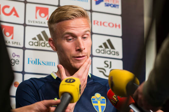 Oscar Wendt i mixed zone