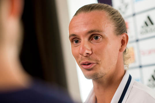 Niklas Hult i mixed zone