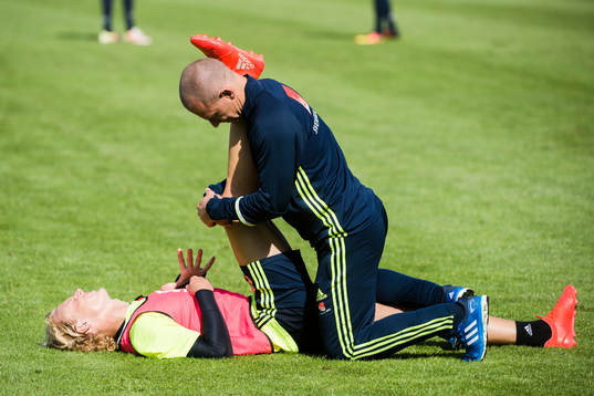 Johan Sandberg, sjukgymnast och Oscar Hiljemark