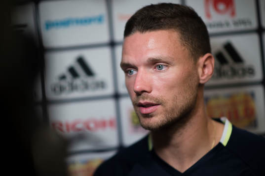 Marcus Berg i mixed zone