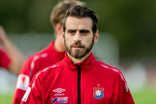 Örgrytes Björn Anklev före fotbollsmatchen i Superettan