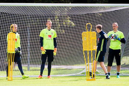 målvakt Patrik Carlgren, Robin Olsen och Karl-Johan