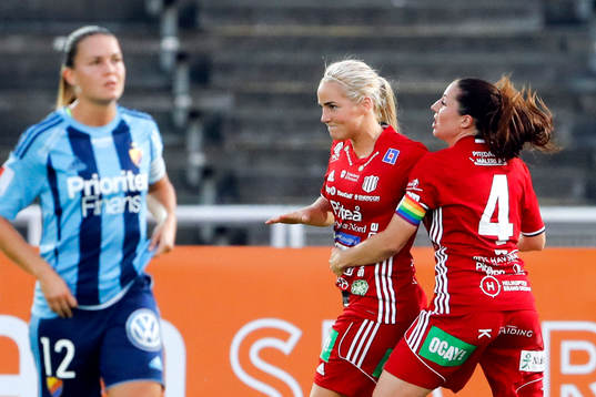 Piteås Irma Helin  och Piteås Josefin Johansson jublar