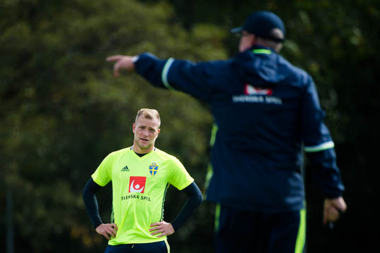 John Guidetti och förbundskapten Janne Andersson