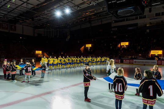 Dom svenska spelarna står uppställda
