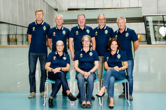 Svenska Fotbollförbundets styrelse. Övre raden fr.v