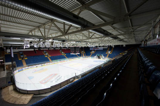 SWISS Arena interiört innan en träningsmatch i ishockey