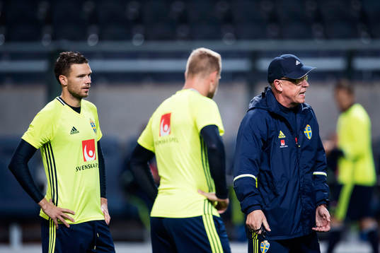 Marcus Berg, John Guidetti och förbundskapten Janne