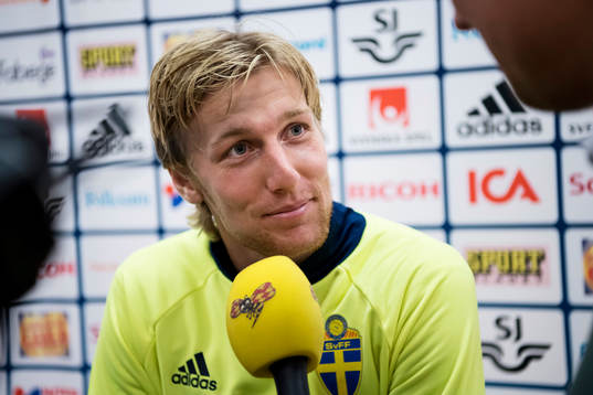 Emil Forsberg i mixed zone