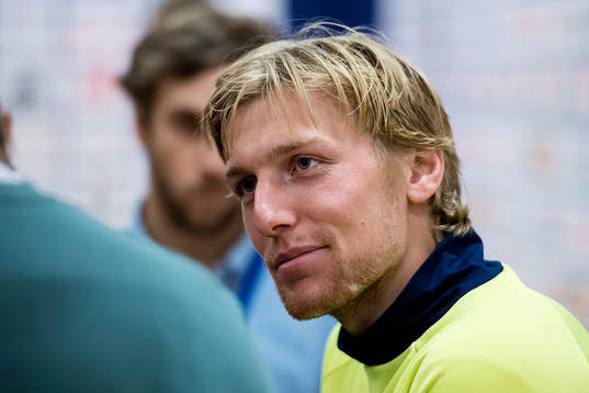 Emil Forsberg i mixed zone