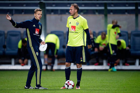 Sveriges målvaktstränare Maths Elfvendahl och Andreas