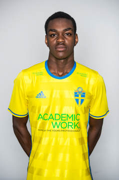 Fotbollsspelaren Joel Asoro i Sveriges U21 landslag