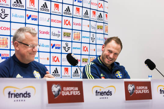 Sveriges förbundskapten Janne Andersson och Andreas