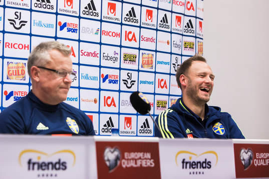 Sveriges förbundskapten Janne Andersson och Andreas