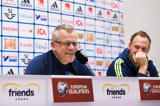 Sveriges förbundskapten Janne Andersson och Andreas