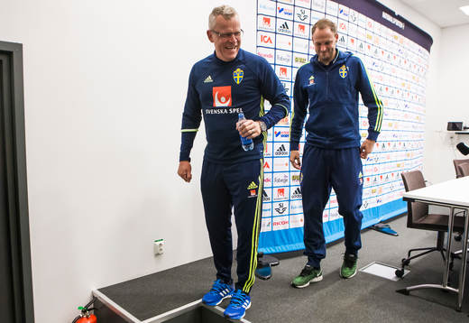 Sveriges förbundskapten Janne Andersson och Andreas
