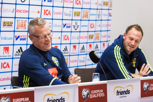 Sveriges förbundskapten Janne Andersson och Andreas