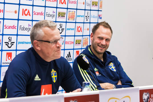 Sveriges förbundskapten Janne Andersson och Andreas
