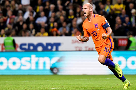 Hollands Wesley Sneijder jublar
