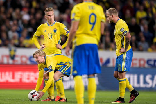 Sveriges Emil Forsberg, Oscar Wendt och John Guidetti redo