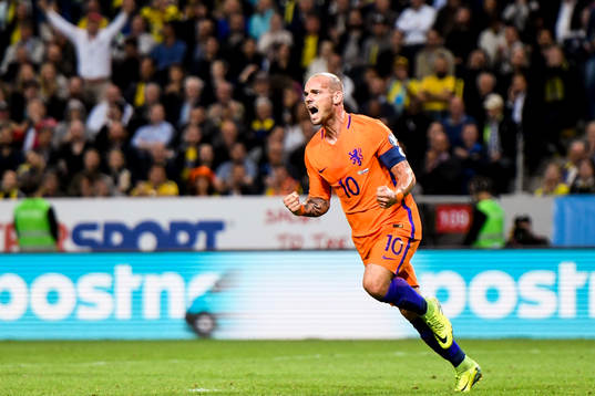 Hollands Wesley Sneijder jublar