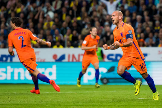 Hollands Wesley Sneijder jublar