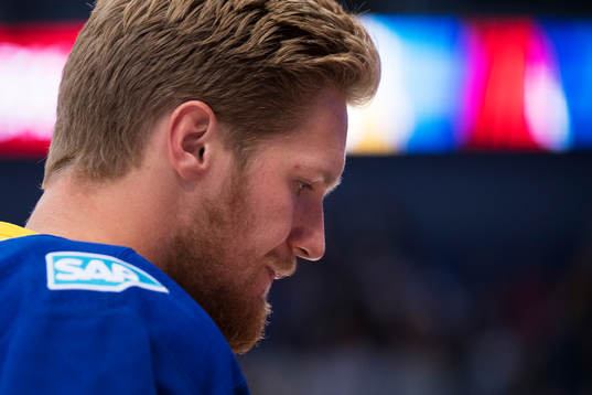 Sveriges Gabriel Landeskog på uppvärmningen