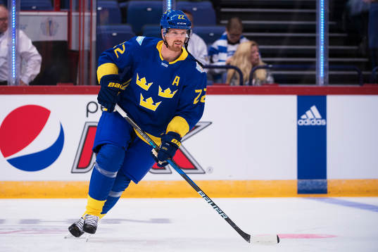 Sveriges Daniel Sedin på uppvärmningen innan