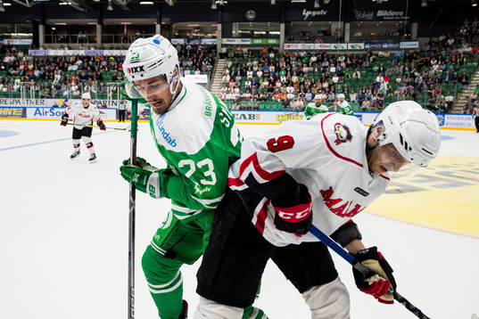 Rögles Ludvig Rensfeldt och Malmö Redhawks Frederik Storm