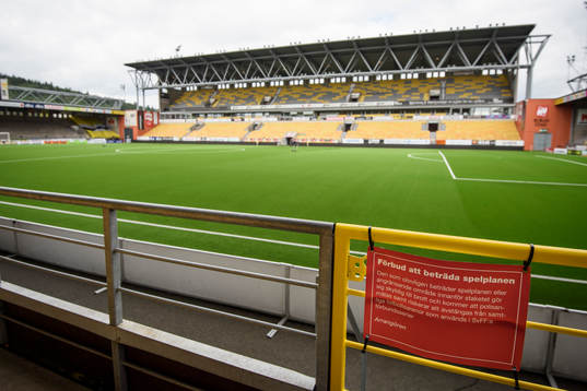 Förbudsskylt avseende beträda planen på Borås arena