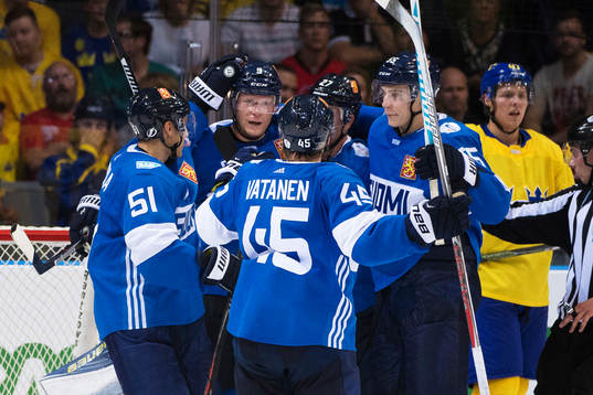 Finlands Valtteri Filppula, Mikko Koivu, Sami Vatanen,