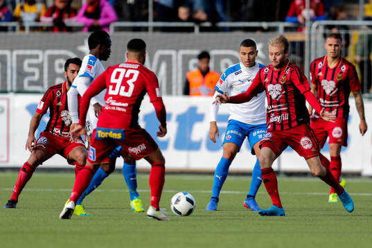 Östersunds Stefan Karlsson och Helsingborgs Jordan Larsson