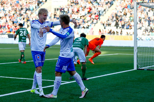 Norrköpings Karl Holmberg och Nicklas Bärkroth jublar