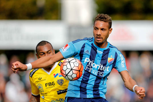 Falkenbergs Felipe Carvalho och Djurgårdens Mathias Ranegie