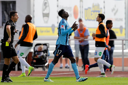 Djurgårdens Michael Olunga jublar
