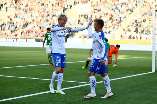 Norrköpings Karl Holmberg och Nicklas Bärkroth jublar