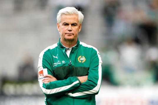 Hammarbys tränare Nanne Bergstrand före fotbollsmatchen i