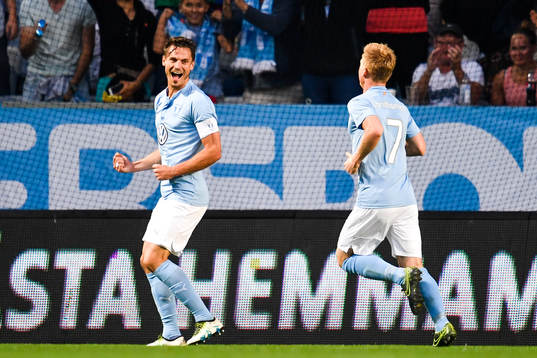 Malmö FFs Markus Rosenberg och Anders Christiansen jublar