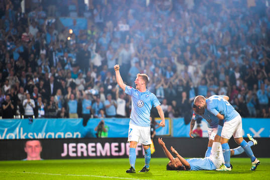 Malmö FFs  Anders Christiansen och Markus Rosenberg jublar