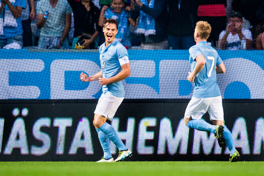 Malmö FFs Markus Rosenberg och Anders Christiansen jublar