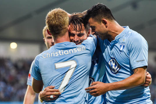 Malmö FFs Behrang Safari jublar med Markus Rosenberg