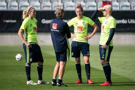 Sveriges Lisa Dahlkvist, Emma Berglund och Nilla Fischer
