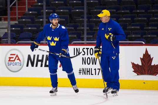 Marcus Krüger och förbundskapten Rikard Grönborg