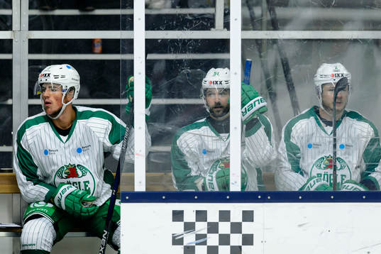 Rögles Alen Bibic, Dominik Granak och Anton Cederholm i